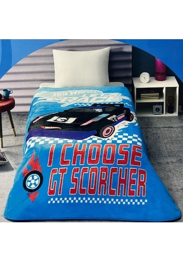 Taç Lisanslı Wheels Lets Race Battaniye Tek Kişilik