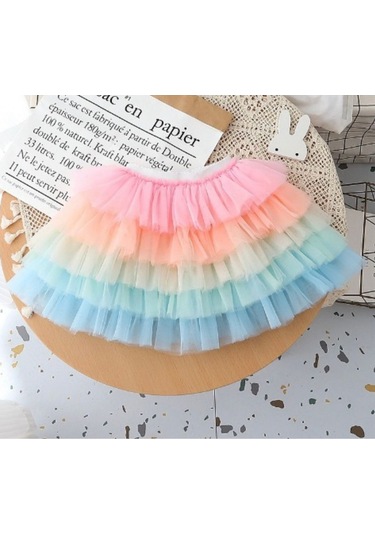 Gökkuşağı Rengarenk Tutu Etek Renkli Çok Renkli