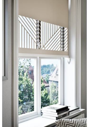 Lazer Kesim Mat Stor Perde, Lazer Kesimli Klasik Serisi, C-151003 Açık Kahverengi Açık Kahverengi