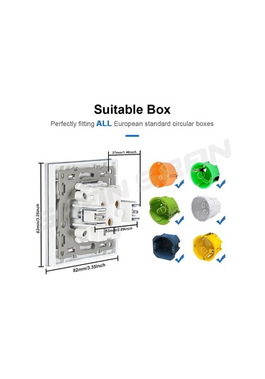 Tenfowee 3 Lü Topraklı Elektrikli Çıkış, 16a, Siyah Cam Paneli, Çocuk Güvenliği Kapaklı, Avrupa Standartı Type C/f Gri