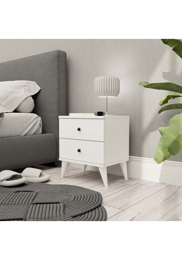 3720 Mona 2 Çekmeceli Komodin Beyaz