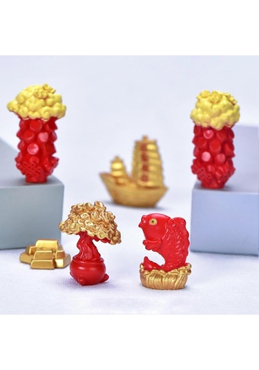 Mini Reçine Servet Ağacı Çin Altın Külçe Ev Ofis Masası Manzara Süsü Qinhai2