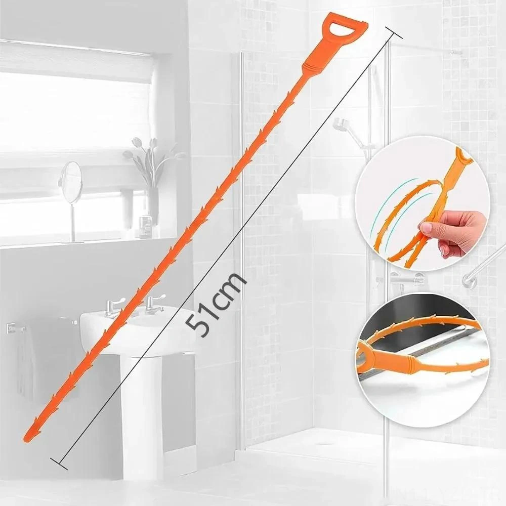 Yuntech01 Ev Boruları Saç Temizleyici Aleti, 51 Cm Esnek Plastik, 2'li Set, Kuru Ve Nemli Kirlikleri Kolay Çıkarır, Rahat Saklama Kanca Portakal