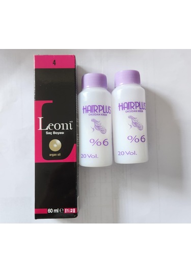 Leoni Saç Boyası 60 ML 4 Kahve + Oksidan %6 20 Volüm 2 x 60 ML