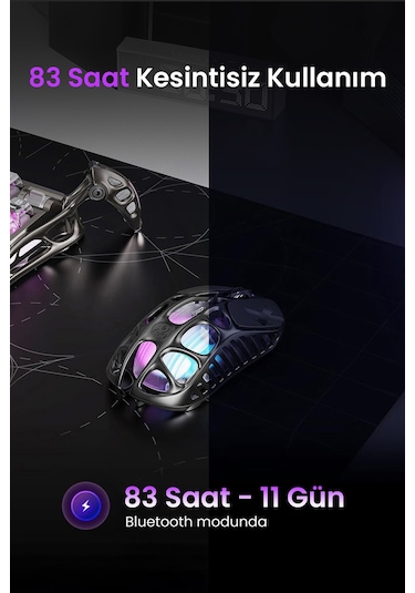 Gravastar Mercury X Rgb 32k Dpı Optik Gaming Mouse, Kablosuz, Magnezyum Alaşımlı, Programlanabilir 5 Mercury X
