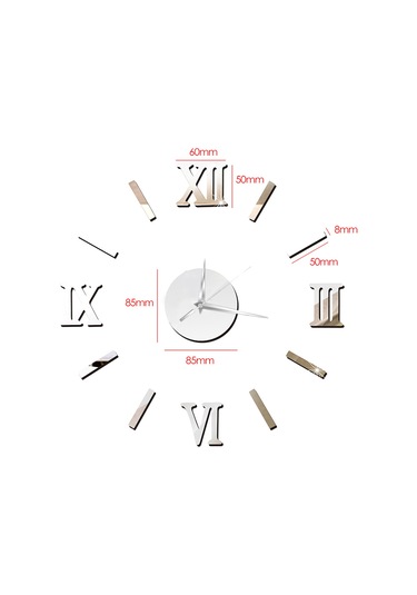 Reedark Gümüş Akrilik Yansımalı Duvar Saati - Sessiz, Doğru Zamanlama - Oturma Odası/yatak Odası Dekorasyonu - Ev Aletleri Pil Dahil Değil Gümüş