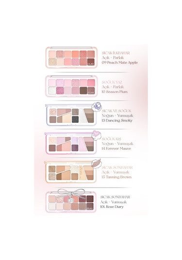 Hafif Dokulu Yoğun Renklere Sahip Göz Farı Paleti Clio Pro Eye Palette Air 12 Crystal Paw 12