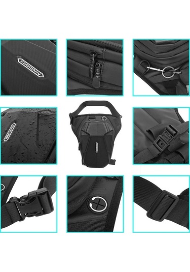 Rz566 Genişleyebilir Dayanıklı Motosiklet Bacak Bel Omuz Çantası Siyah
