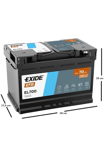 Exide 70 Ah EFB Start Stop 760 A(EN) Akü 2025 Üretim