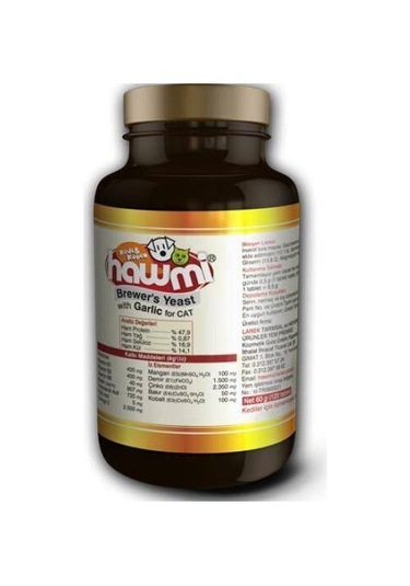 Hawmi Brewers Yeast Garlic Kediler için Sarımsak ve Maya Tableti 120'li