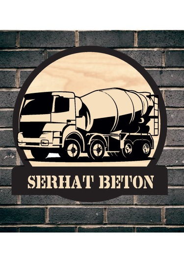 Beton Mikseri Temalı Ahşap Duvar Tablo Ahşap