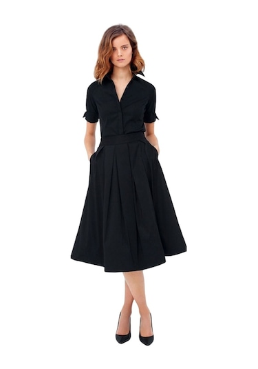 Barbora Keten Günlük Yazlık Ofis Kadın Elbisesi Bt208siyah6 001