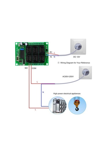 Pazly 433mhz Dc12v 6k 10a Roleli Rf Alıcı Modül + 3x6 Tuşlu 2262 Kumanda Seti - Ev Otomasyonu Diğer Diğer