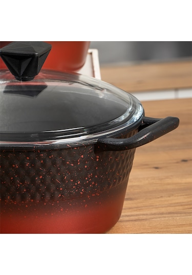 Lines L-5087 9 Parça Titanyum Döküm Tencere Seti Siyah