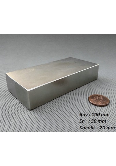 Çok Güçlü Neodyum Miknatis - Dev Boy - 100Mm X 50Mm X 20Mm