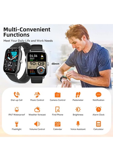 Geeroyoo JZR-GY 2 " Tam Dokunmatik Ekran Sağlık Uyku Takibi Ip67 Bt5.3 100+ Spor Modu Siyah Akıllı Saat (İthalatçı Garantili)