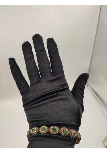 925 Ayar Gümüş Zümrüt Ve Elmas Bileklik 266 Altın