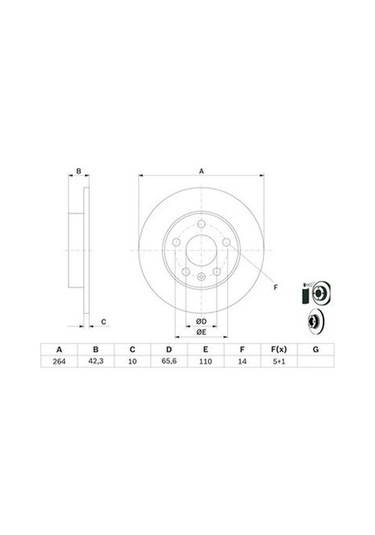 Opel Astra H 1.4 2004-2005 Bosch Arka Disk 2 Adet