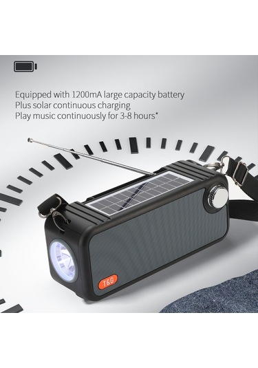 T&G TG637 Bluetooth 5.3 Güneş Enerjili Şarj Edilebilir Hoparlör