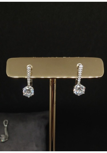 Tek Taşlı Gümüş Takı Seti 925 Ayar, Şık Ve Zarif Kadın Aksesuar Seti Gümüş