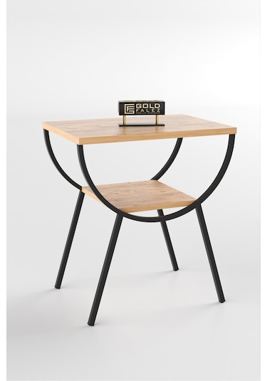 Yan Sehpa Komodin Metal Ayak Ceviz Atlantikçam