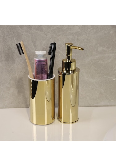 Kobos Yuvarlak Banyo Seti Parlak Altın