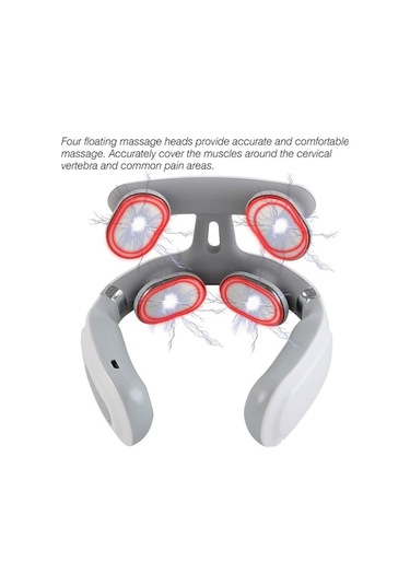 Tongxida 4 Başlıklı Akıllı Boyun Masaj Cihazı, Beyaz, Usb Isıtmalı Titreşimli, Boyun Masajı İçin İдеal Beyaz