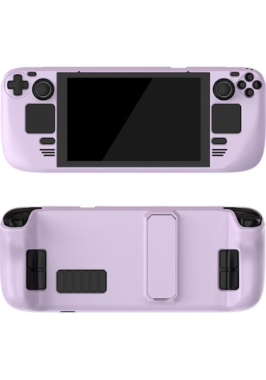 Steam Deck Oyun Konsolu İçin Sert Pc Koruyucu Kılıf Standlı Açık Mor