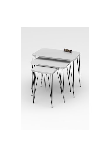 Zigon Sehpa Kr Gümüş Beyaz Tel Siyah Ayak Beyaz