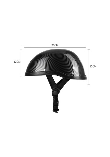 Pazly Retro Motosiklet Yarım Kask - Abs Plastik & Pamuklu - Karbon Desenli - Evrensel Boy - Yıkanabilir Kask