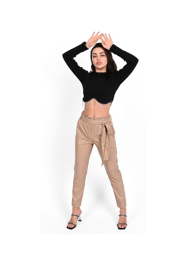 Koza Butik Kadın Jogger Deri Pantolon 6151-23 001