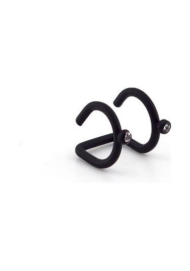 Mat Siyah Renkli Earcuff Kikirdak Küpe Taşli Sarmal Ex084 Siyah