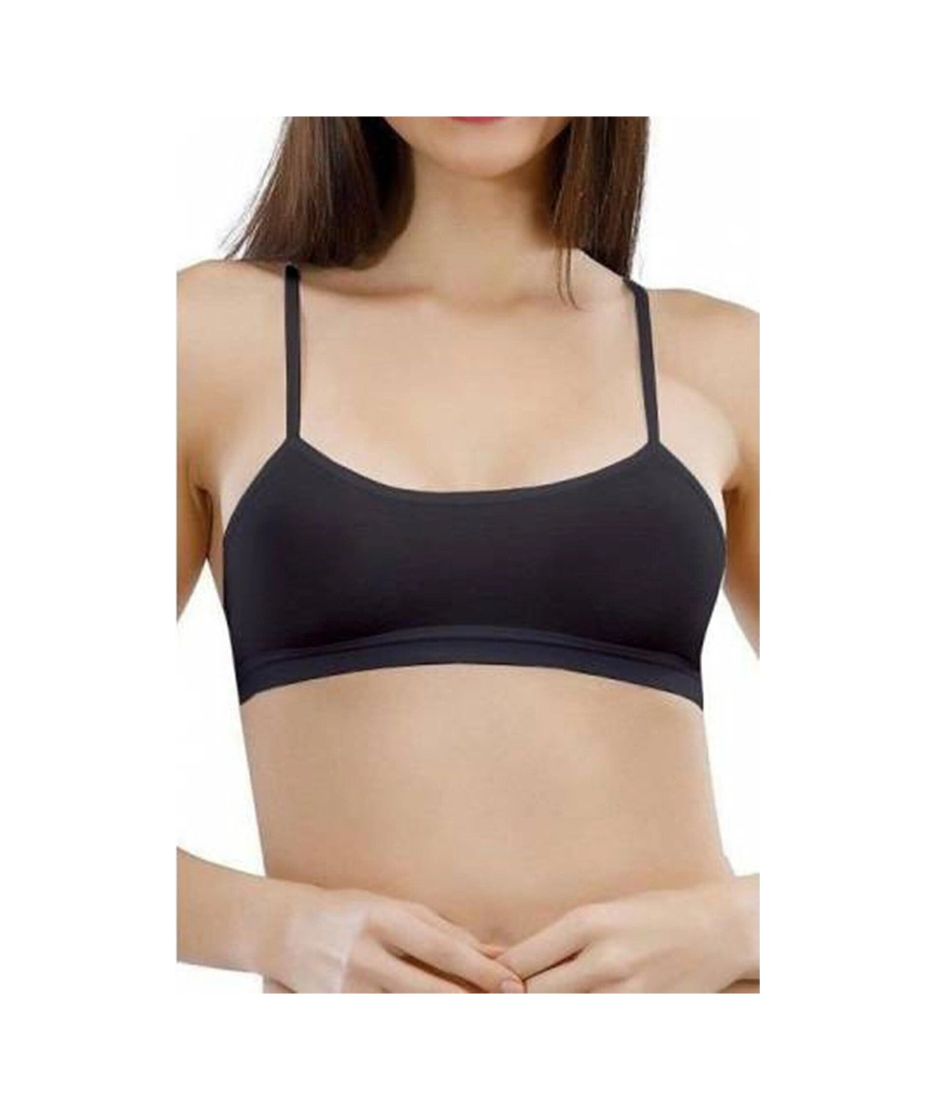 Kadın Siyah Ip Askılı Seamless Dikişsiz Büstiyer Yeni Sezon 1 Adet Ekonomik Siyah