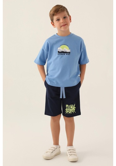 Roly Poly 3348 Wave Sensation İndigo Erkek Çocuk Bermuda Takım İndigo