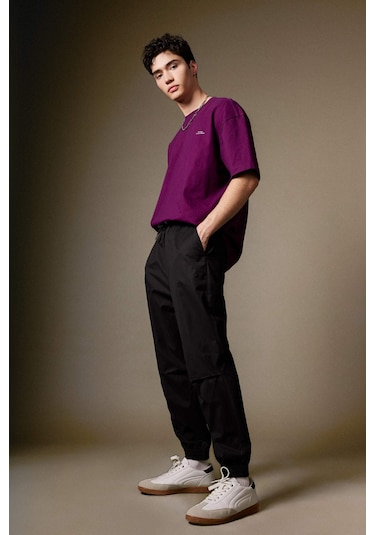 DeFacto Jogger Gabardin Pantolon Regular Beli Bağcıklı Cepli Lastikli Paça B7493AX24SPBK81