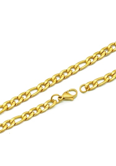 Unisex Figaro Çelik Zincir 9128 Altın