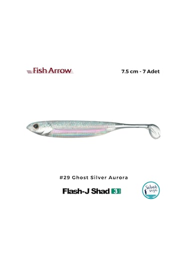Fish Arrow Flash J Shad 7.5cm 3'' 29 Ghost Silver Aurora Silikon Balık 7 Adet