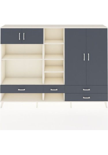 Arges Dolap 12 Raflı 4 Çekmeceli 4 Kapaklı 220x30x163 Aytaşı-antr Aytaşı-antrasit