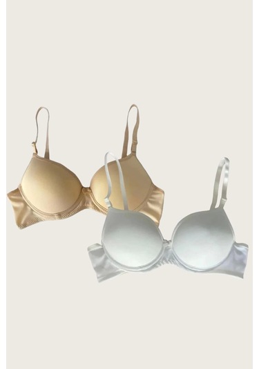 Ten-beyaz 2li Mikro Kumaş İçi Boş Balenli Günlük Desteksiz Sütyen Görsel