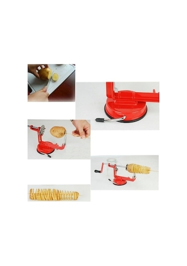 Tongxida Kaliteli Kırmızı Spiral Patates Dilimleyici Kırmızı