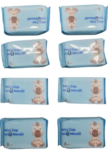 Büro Ev Ofis Hijyeni İçin 8 Paket Çanta Cep Tipi Taşınır Mini Islak Mendil