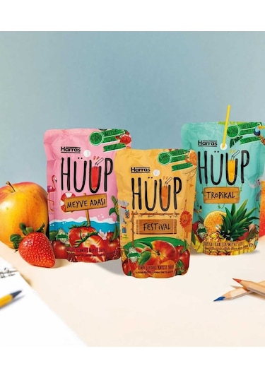 Hüüp Katkısız Karışık Kırmızı Meyve Suyu Elma Çilek Siyah Dut Limon X 20 Adet