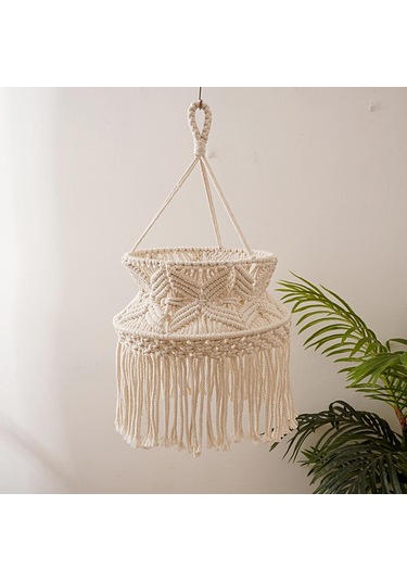 Homyl Makrome Dokuma Abajur Asılı Lamba Kapağı Ev Duy-olmadan