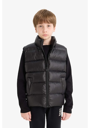 Defacto Erkek Çocuk Su İtici Fermuarlı Dik Yaka Şişme Yelek F3092a825aubk27 Siyah