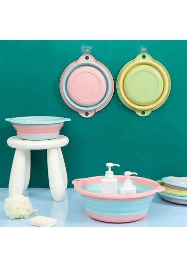 Pembe Yüz Yıkama, Çamaşır Ve Seyahat İçin Taşınabilir Katlanır Kova, Yerden Tasarruf Sağlayan Ve Dayanıklı Su Havzası L Pembe