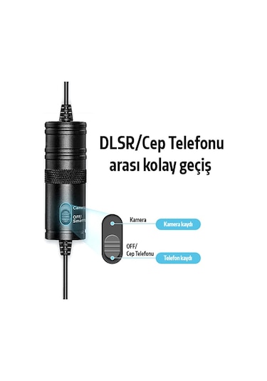 Ally 3.5 MM Universal Lavalier Kablolu Yaka Mikrofonu 6 Metre