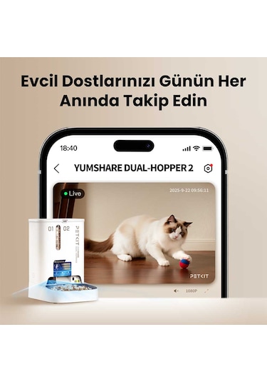 Petkit Yumshare Kameralı Çift Hazneli Akıllı Mama Kabı 2 Resmi Distribütör Garantili