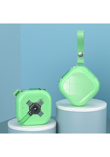 Rogfer 3'ü 1 Arada Usb'den 8 Pin'e Mikro Usb Usb-c / Type-c Cep Telefonu Tutuculu Teleskopik Şarj Kablosu Yeşil