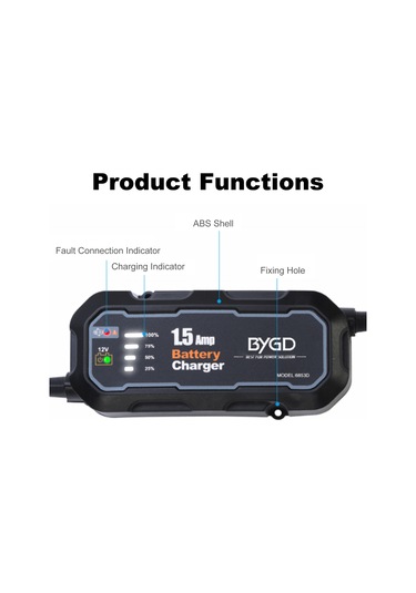 Symbee 6v/12v Akü Şarj Cihazı, 1.5a Akıllı Tamir Ve Bakım, 100-240v Avrupa Tipi, Akü Yedek Parçası