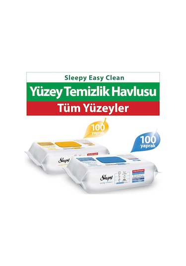 Sleepy Easy Clean Arap Sabunu + Çamaşır Suyu Katkılı Yüzey Temizlik Havlusu&Mendili (200 Yaprak) 